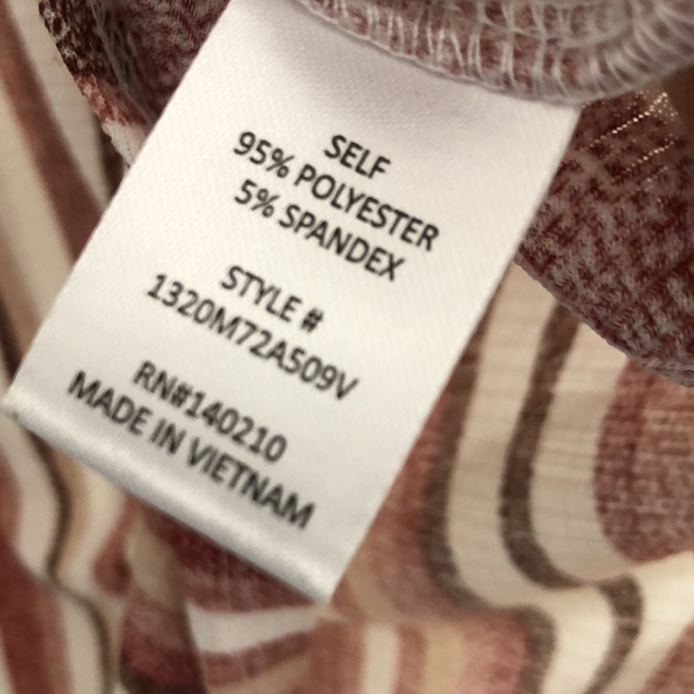 Striped Short-Sleeve V-Neck Blouse in Burgundy and White - Picture 7 of 11